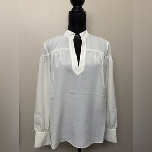 NWT Frame Women’s Ivory Split-Neck Long-Sleeve Blouse M